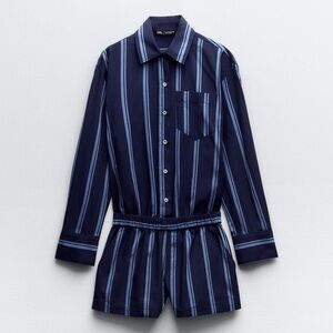 Zara Navy and Light Blue Striped romper, size S